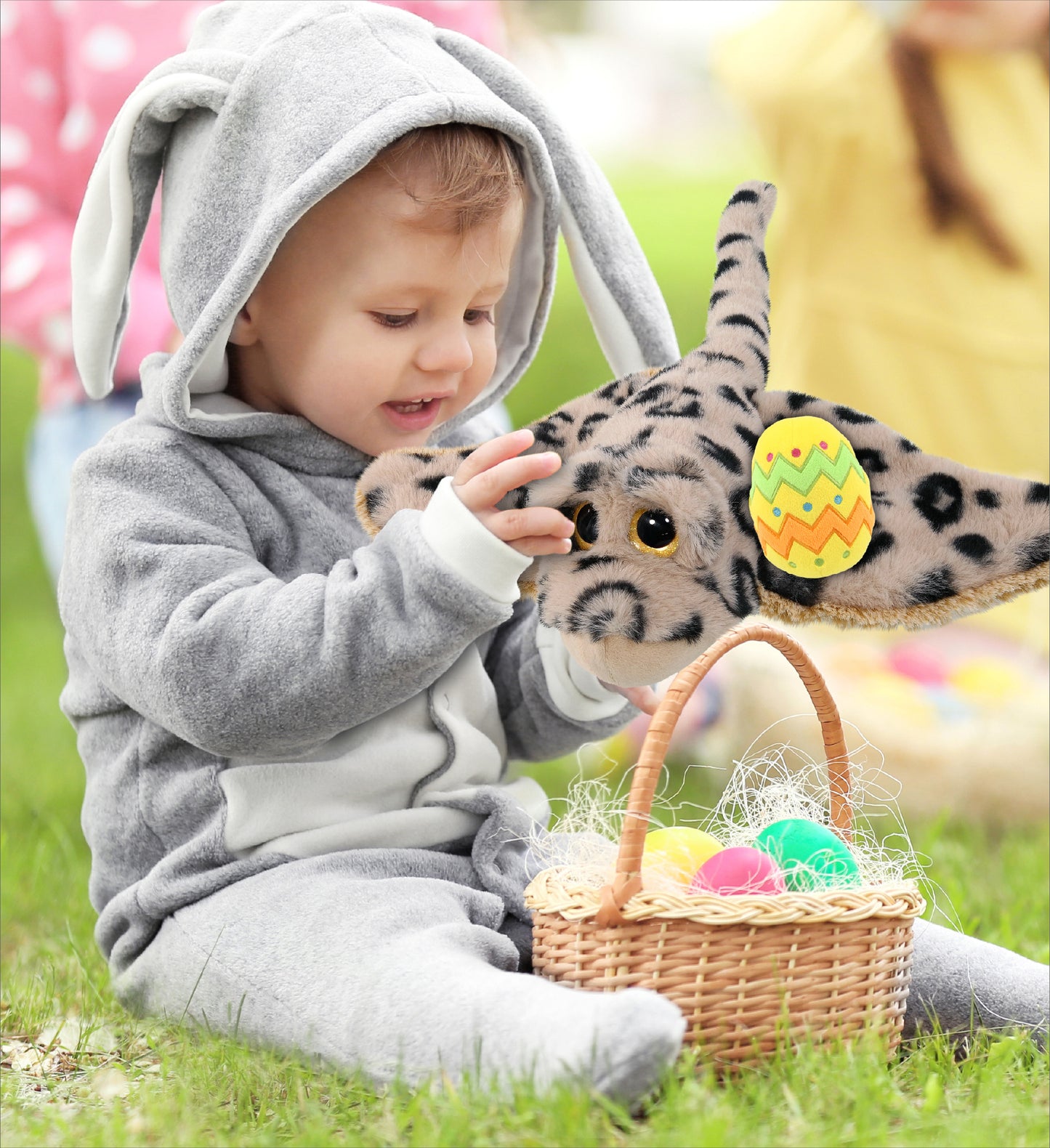 DolliBu Super Soft Golden Stingray with Yellow Easter Egg Plush - 15 Inches