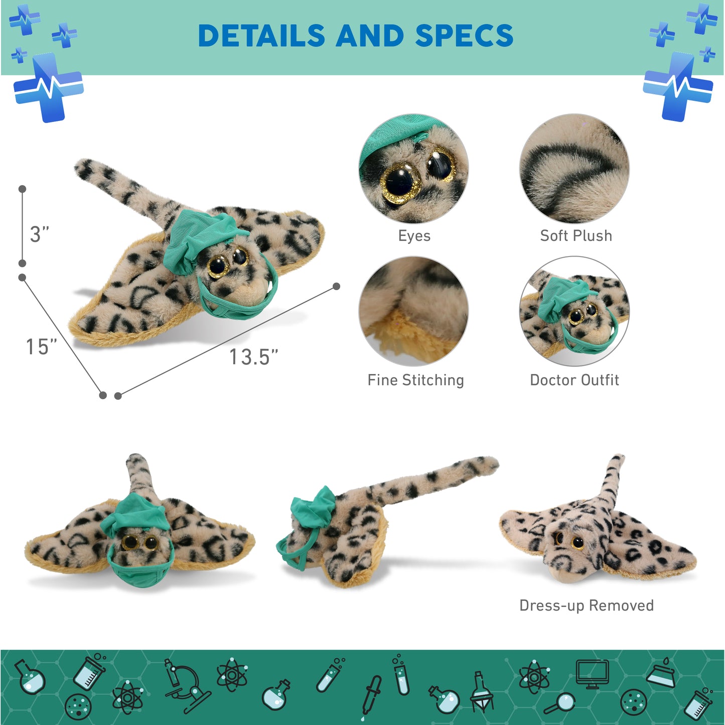 SUPER-SOFT PLUSH - GOLDEN STINGRAY WITH DOCTOR DRESS UP