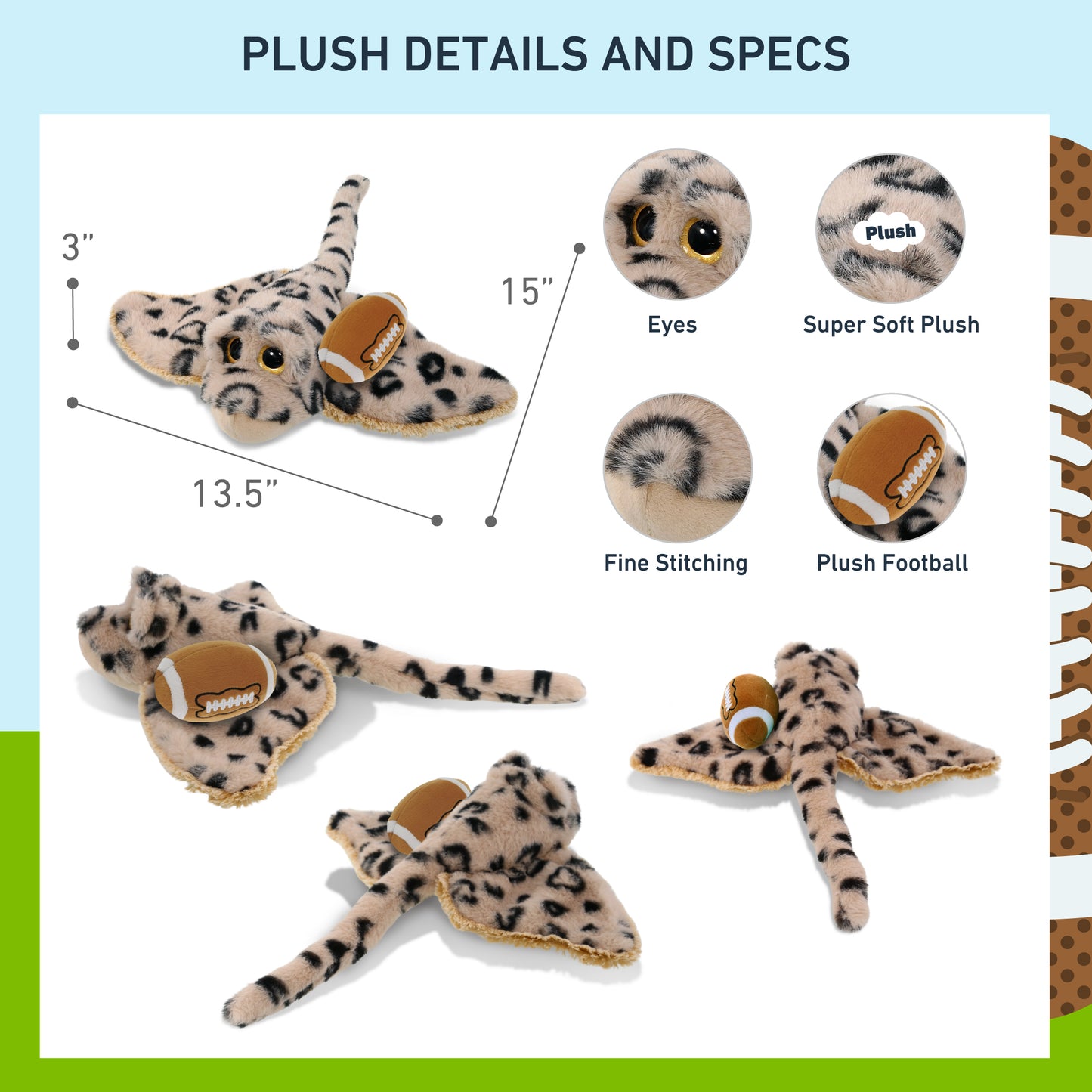 SUPER-SOFT PLUSH - GOLDEN STINGRAY WITH FOOTBALL PLUSH