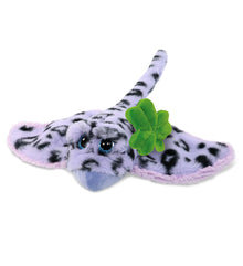 DolliBu Purple Stingray Stuffed Animal with Green Plush Shamrock - 15 Inches