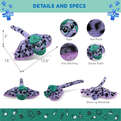 SUPER-SOFT PLUSH - PURPLE STINGRAY WITH DOCTOR DRESS UP