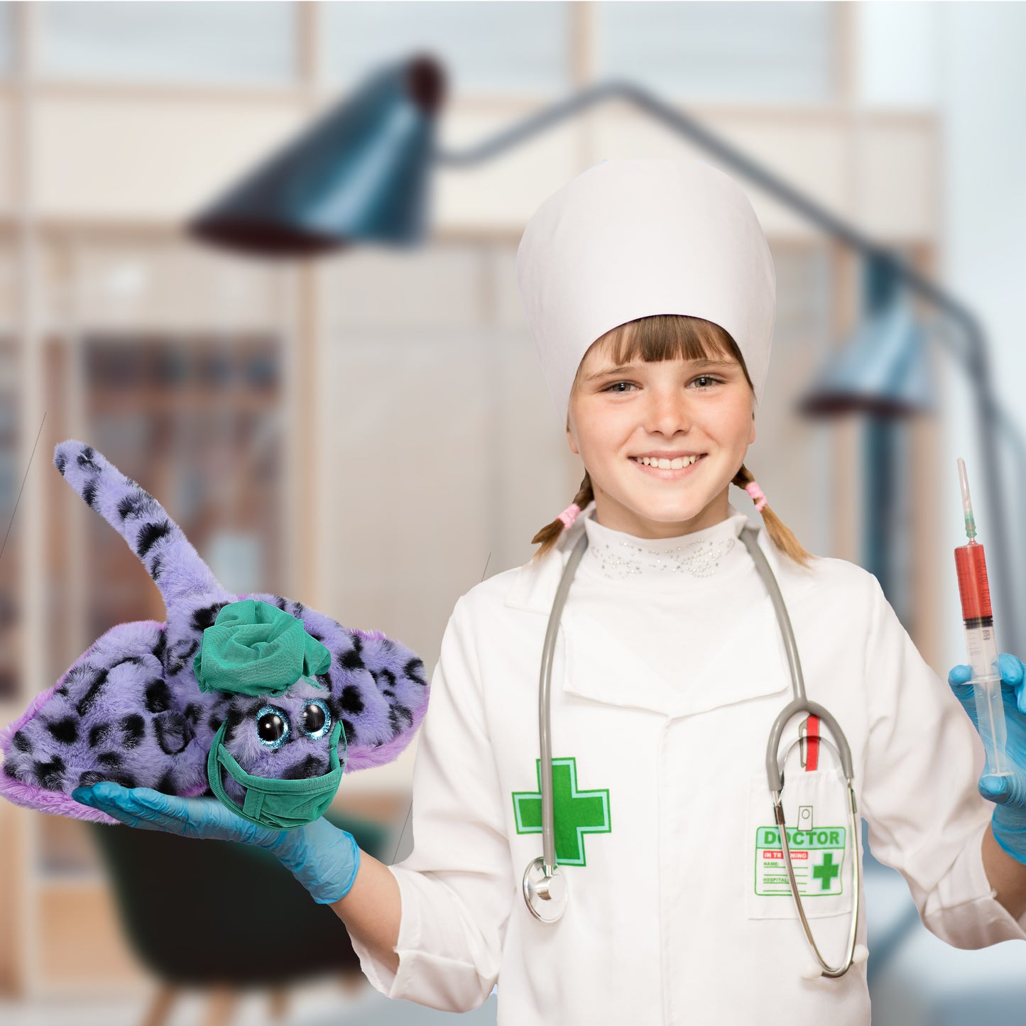 SUPER-SOFT PLUSH - PURPLE STINGRAY WITH DOCTOR DRESS UP