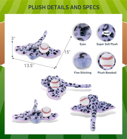SUPER-SOFT PLUSH - PURPLE STINGRAY WITH BASEBALL PLUSH
