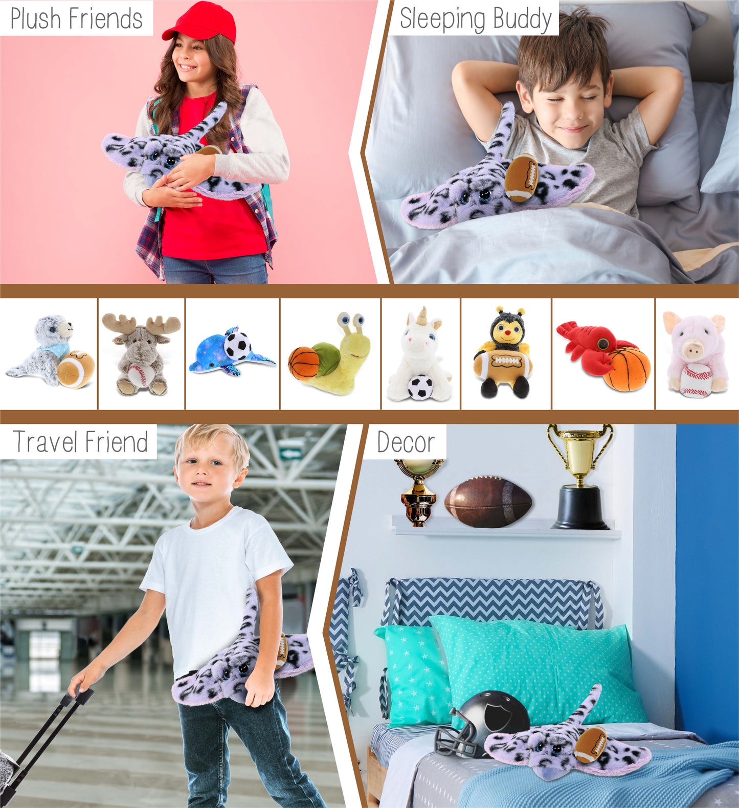 SUPER-SOFT PLUSH - PURPLE STINGRAY WITH FOOTBALL PLUSH