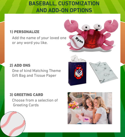 SUPER-SOFT PLUSH - PINK TIE-DYE CRAB 12" WITH BASEBALL PLUSH