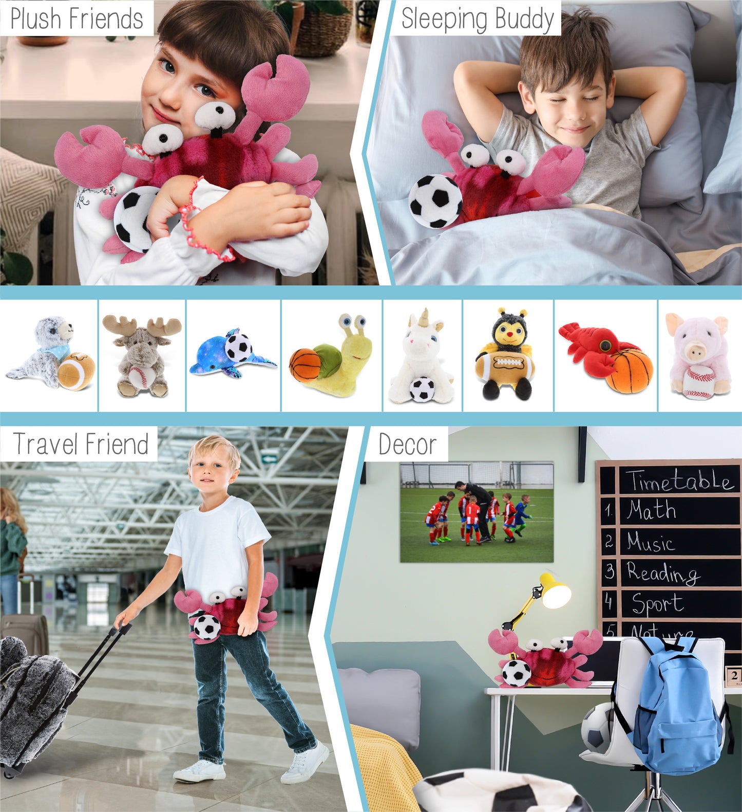 SUPER-SOFT PLUSH - PINK TIE-DYE CRAB 12" WITH SOCCER PLUSH