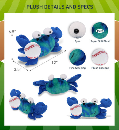 SUPER-SOFT PLUSH - BLUE TIE-DYE CRAB 12" WITH BASEBALL PLUSH