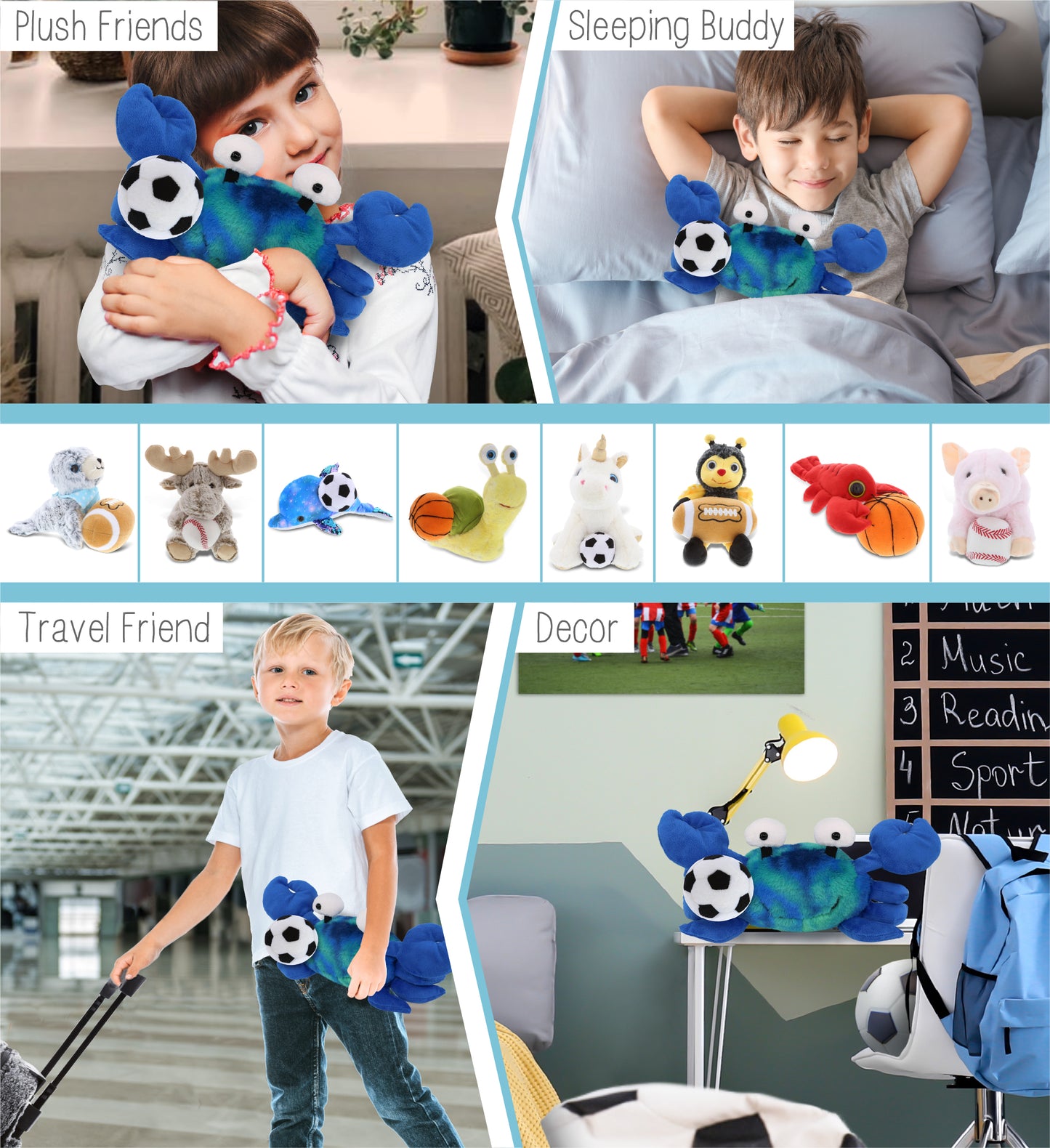 SUPER-SOFT PLUSH - BLUE TIE-DYE CRAB 12" WITH SOCCER PLUSH