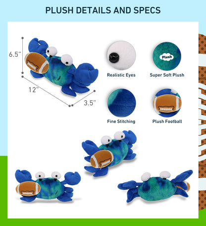 SUPER-SOFT PLUSH - BLUE TIE-DYE CRAB 12" WITH FOOTBALL PLUSH