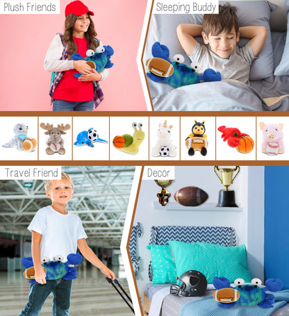 SUPER-SOFT PLUSH - BLUE TIE-DYE CRAB 12" WITH FOOTBALL PLUSH