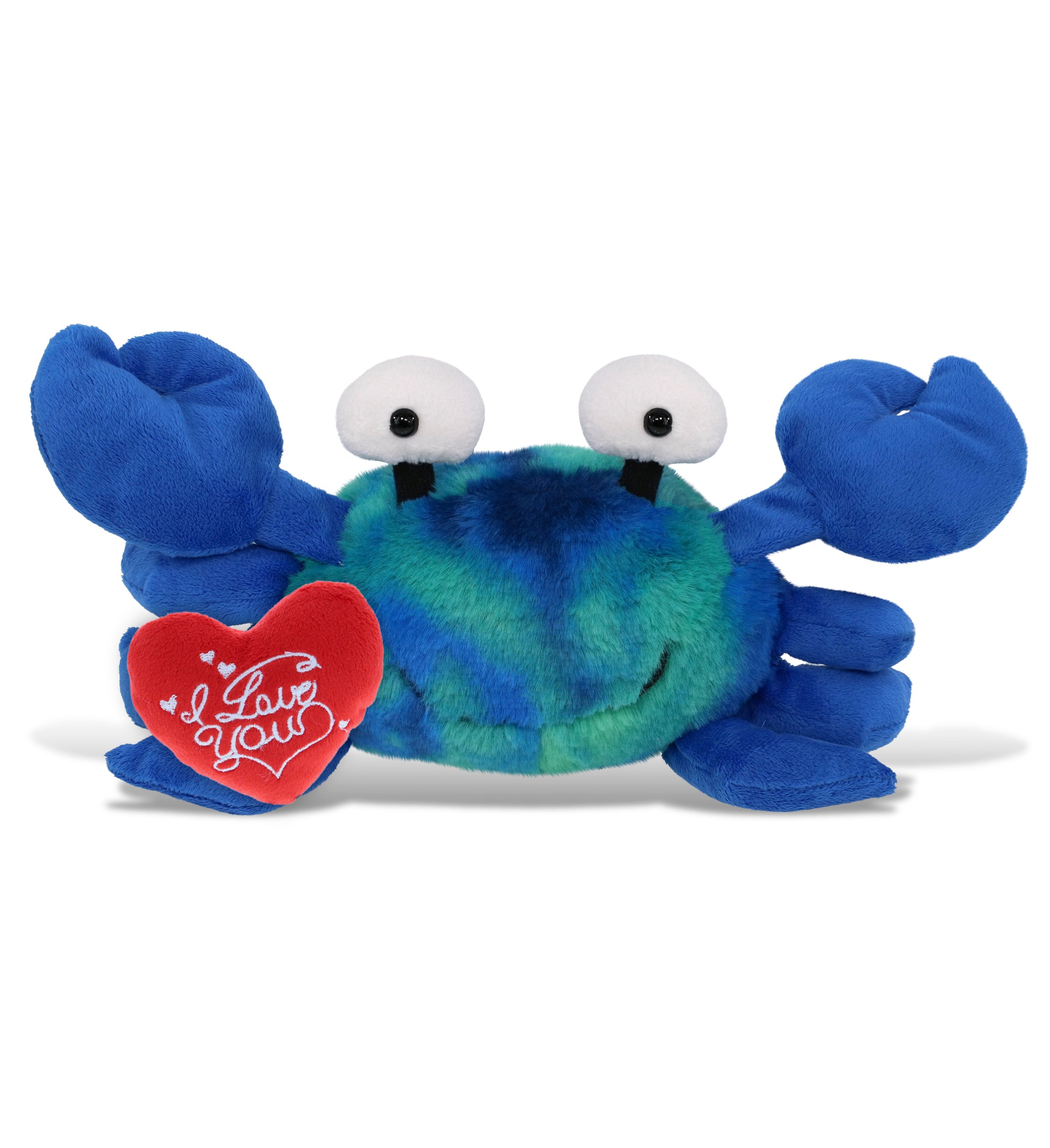 PLUSH I LOVE YOU RED HEART - SUPER-SOFT PLUSH - BLUE TIE-DYE CRAB 12"