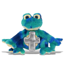 SUPER-SOFT PLUSH - BLUE TIE-DYE FROG 12" WITH CROSS PLUSH