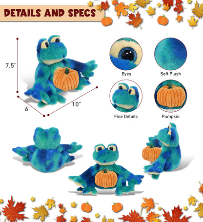 SUPER-SOFT PLUSH - BLUE TIE-DYE FROG 12" WITH PUMPKIN PLUSH