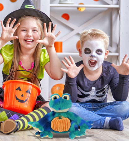 SUPER-SOFT PLUSH - BLUE TIE-DYE FROG 12" WITH PUMPKIN PLUSH