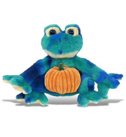 SUPER-SOFT PLUSH - BLUE TIE-DYE FROG 12" WITH PUMPKIN PLUSH