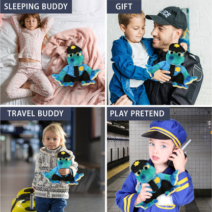 SUPER-SOFT PLUSH - BLUE TIE-DYE FROG 12" WITH POLICE DRESS UP