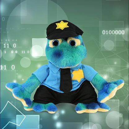 SUPER-SOFT PLUSH - BLUE TIE-DYE FROG 12" WITH POLICE DRESS UP