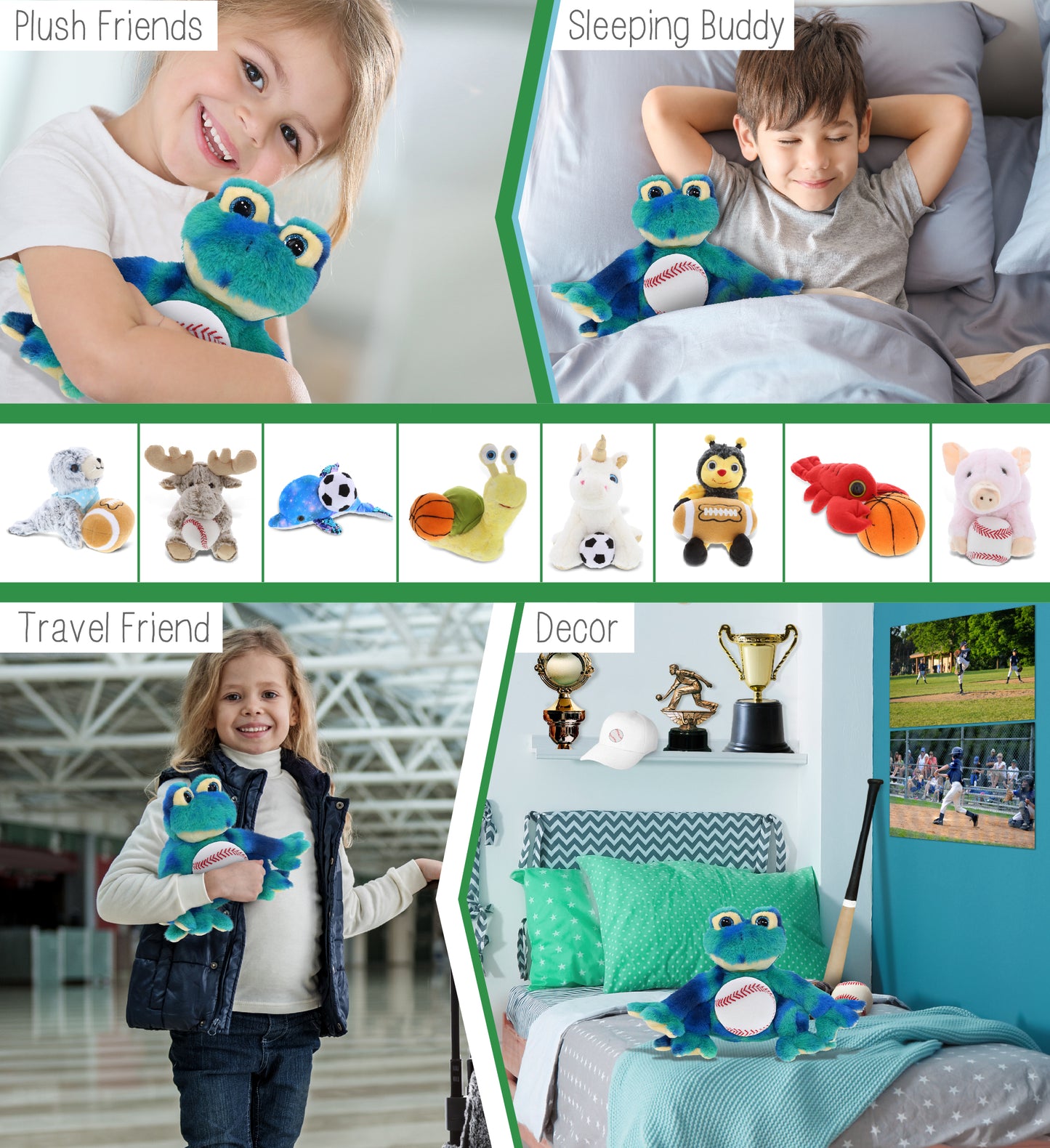 SUPER-SOFT PLUSH - BLUE TIE-DYE FROG 12" WITH BASEBALL PLUSH