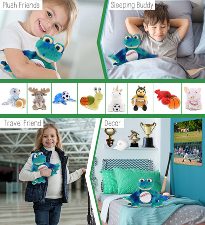 SUPER-SOFT PLUSH - BLUE TIE-DYE FROG 12" WITH BASEBALL PLUSH