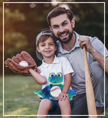 SUPER-SOFT PLUSH - BLUE TIE-DYE FROG 12" WITH BASEBALL PLUSH