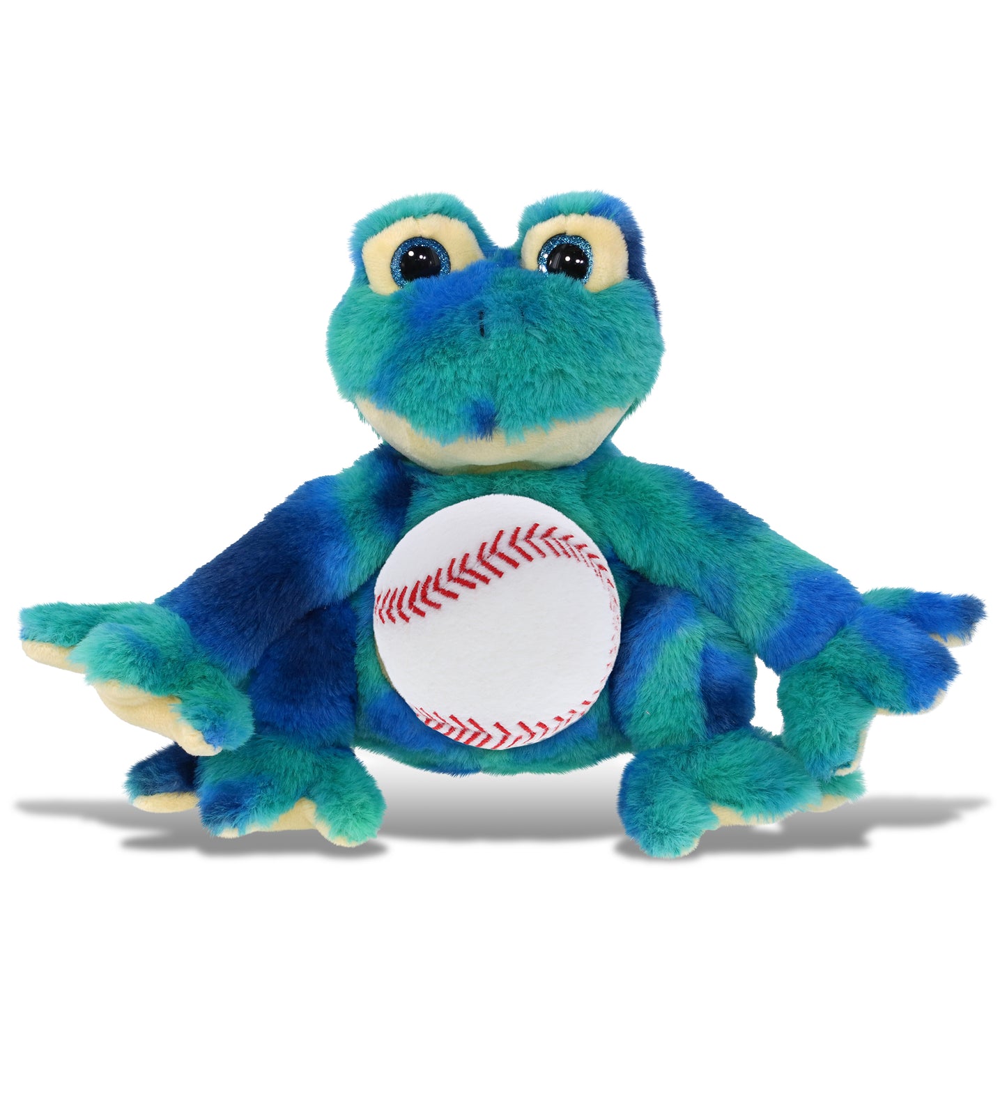 SUPER-SOFT PLUSH - BLUE TIE-DYE FROG 12" WITH BASEBALL PLUSH