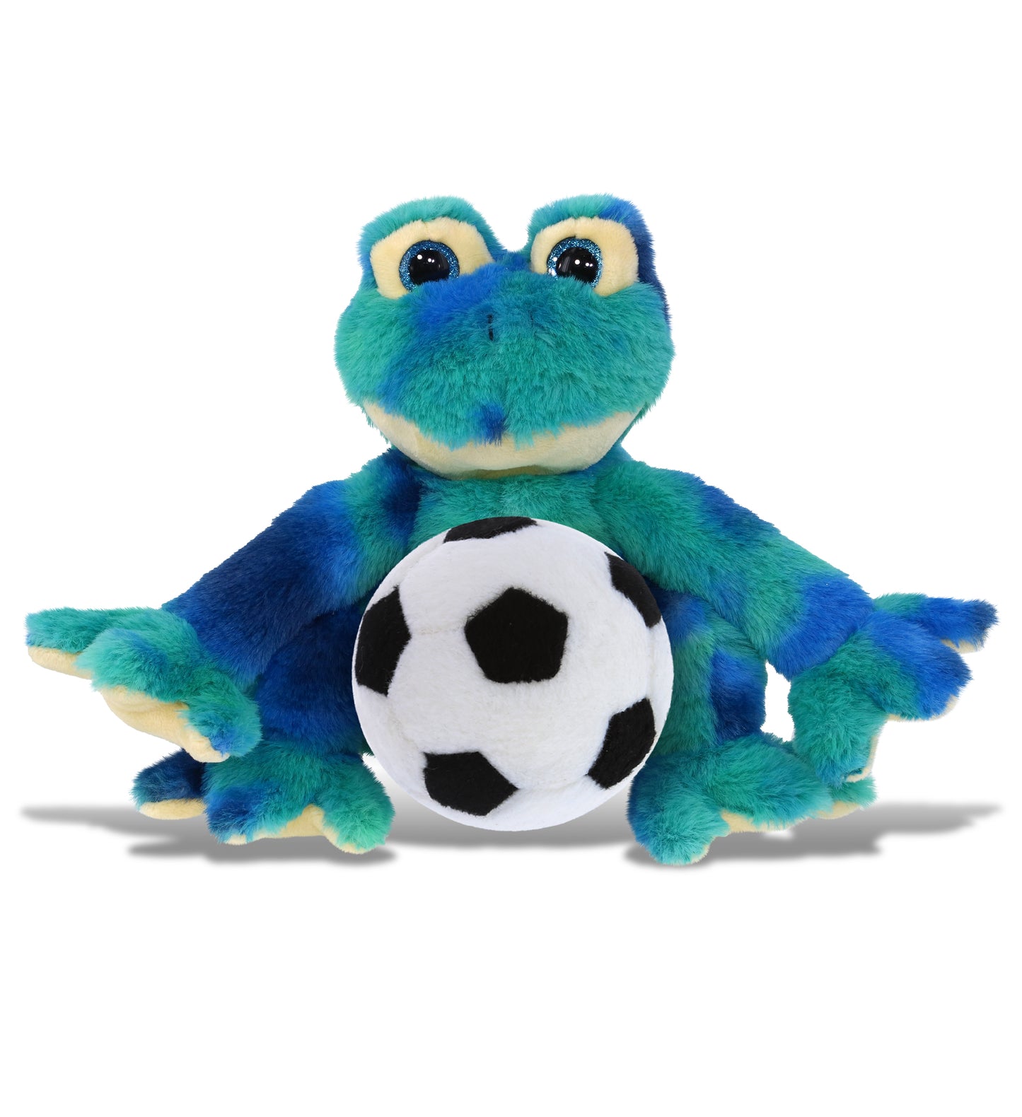 SUPER-SOFT PLUSH - BLUE TIE-DYE FROG 12" WITH SOCCER PLUSH
