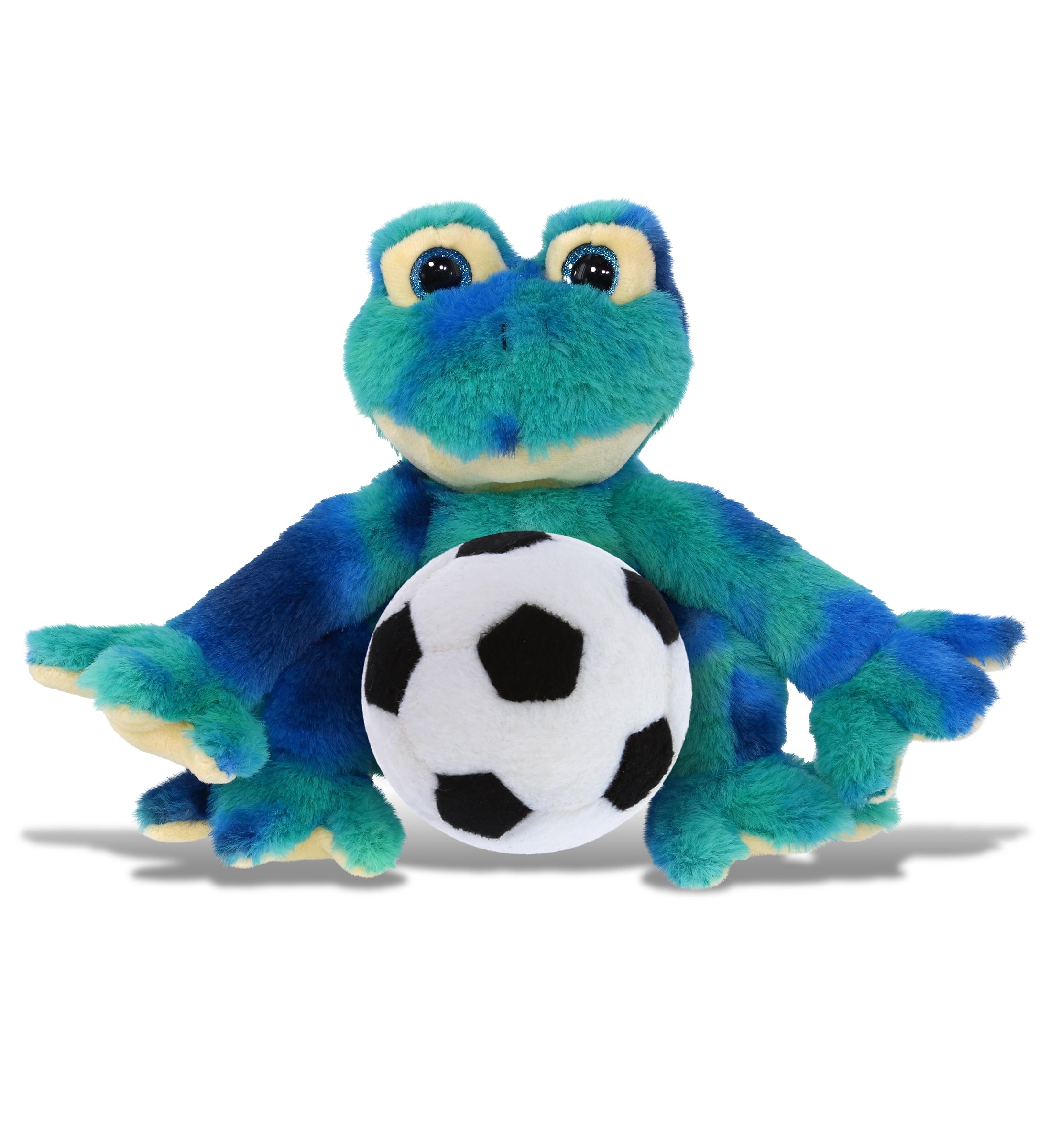 SUPER-SOFT PLUSH - BLUE TIE-DYE FROG 12" WITH SOCCER PLUSH