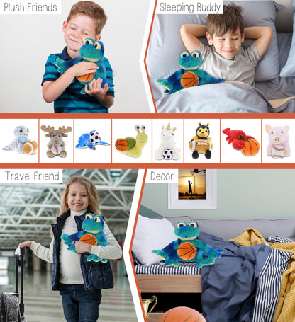 SUPER-SOFT PLUSH - BLUE TIE-DYE FROG 12" WITH BASKETBALL PLUSH