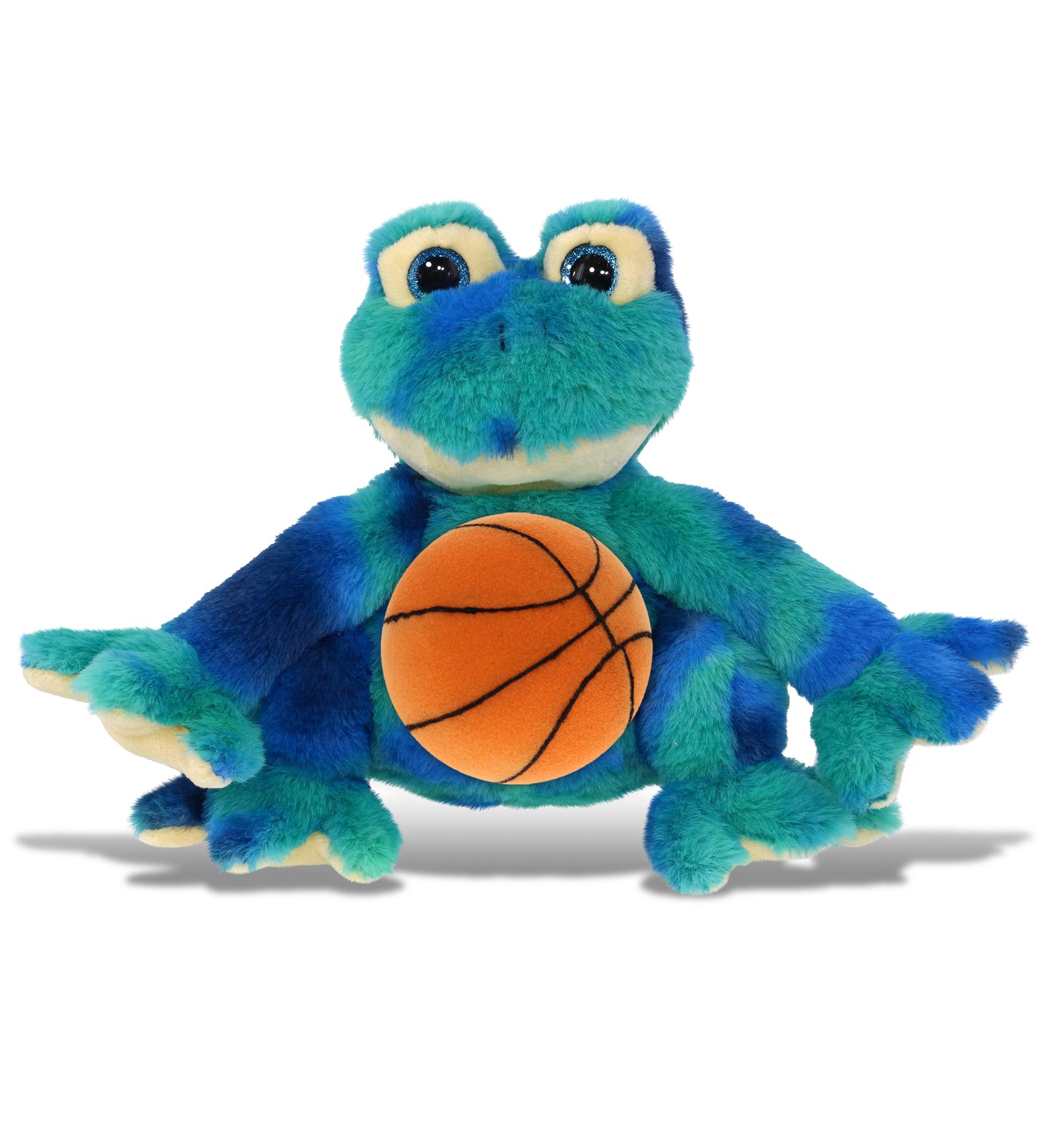 SUPER-SOFT PLUSH - BLUE TIE-DYE FROG 12" WITH BASKETBALL PLUSH