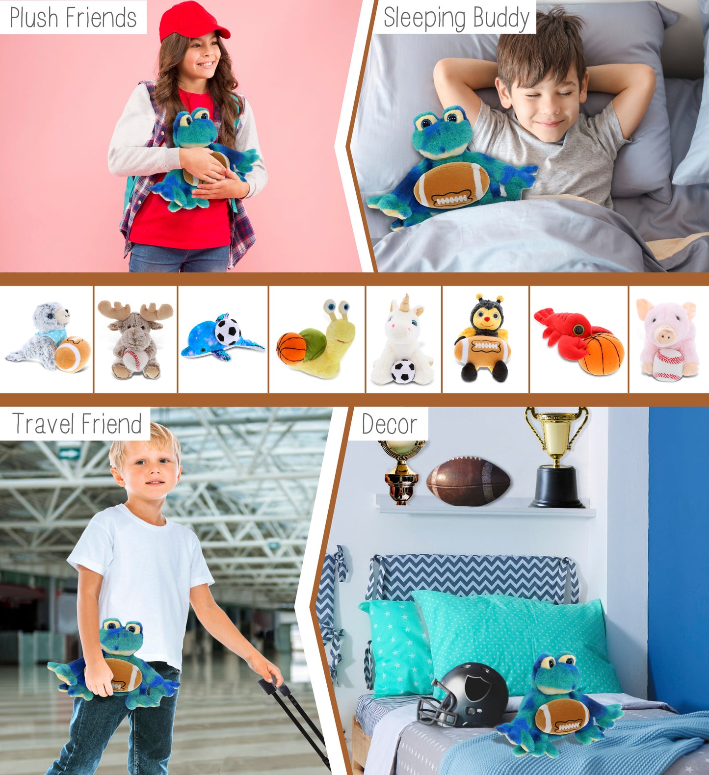 SUPER-SOFT PLUSH - BLUE TIE-DYE FROG 12" WITH FOOTBALL PLUSH