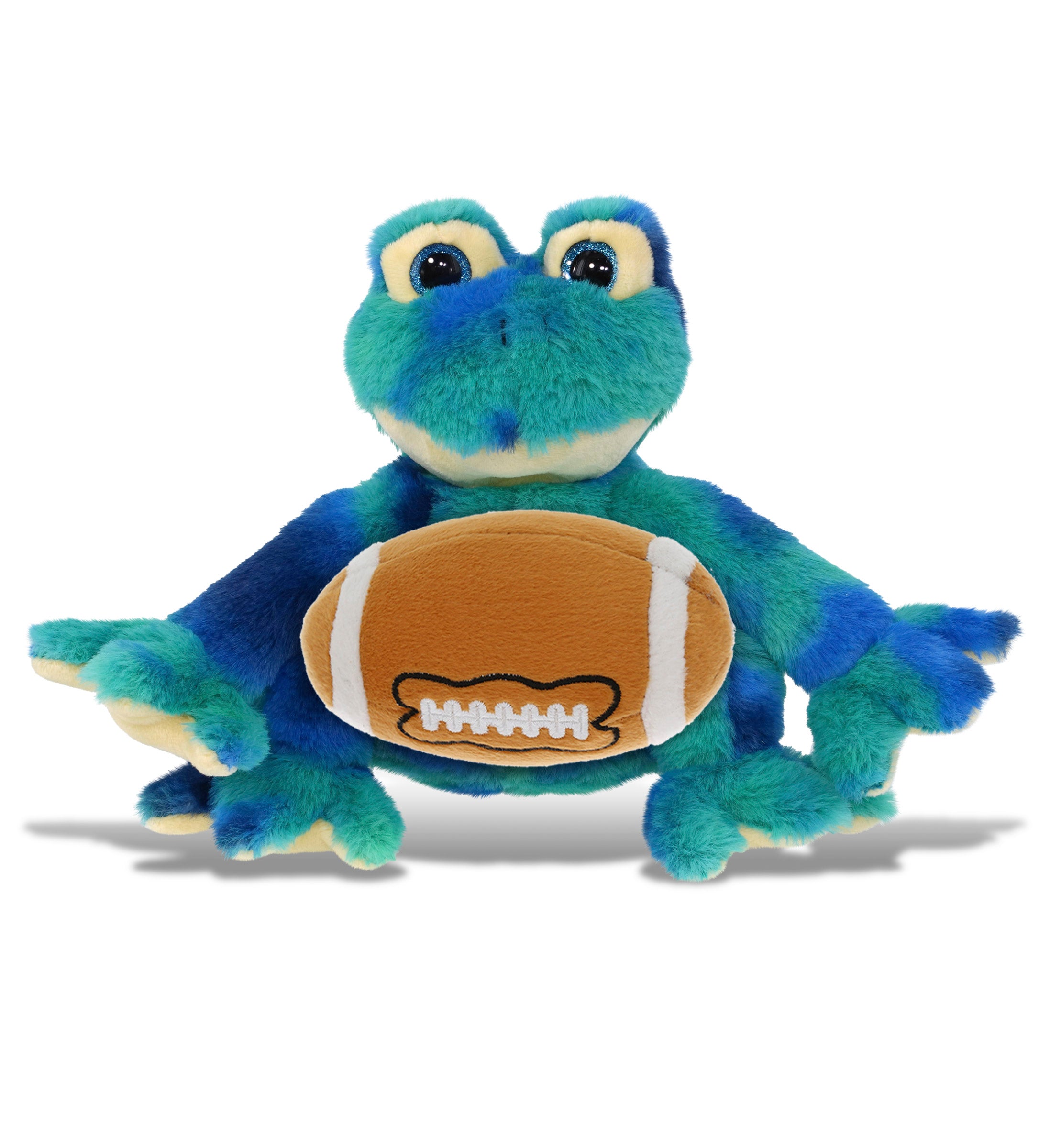 SUPER-SOFT PLUSH - BLUE TIE-DYE FROG 12" WITH FOOTBALL PLUSH