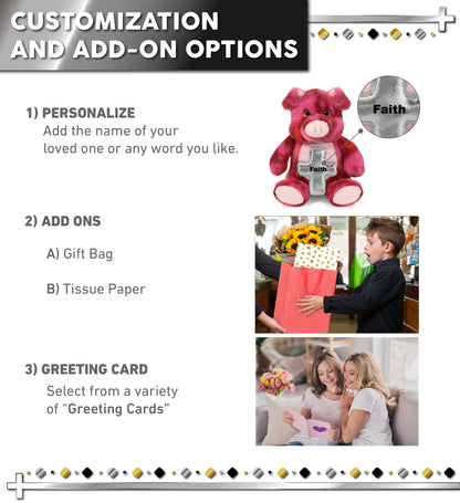 SUPER-SOFT PLUSH - PINK TIE-DYE PIG 9" WITH CROSS PLUSH