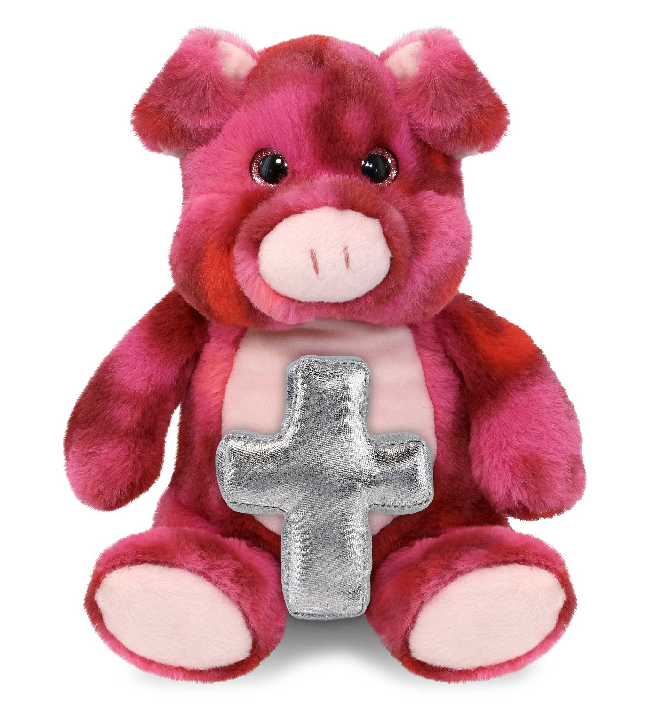 SUPER-SOFT PLUSH - PINK TIE-DYE PIG 9" WITH CROSS PLUSH
