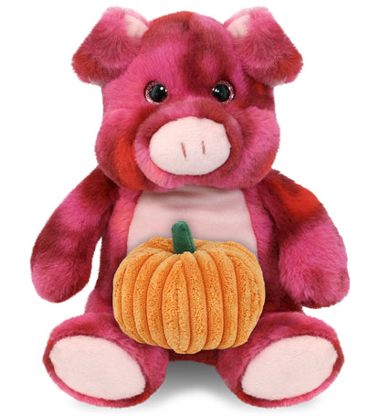 SUPER-SOFT PLUSH - PINK TIE-DYE PIG 9" WITH PUMPKIN PLUSH