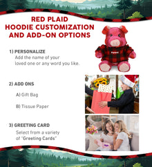 SUPER-SOFT PLUSH - PINK TIE-DYE PIG 9" WITH RED PLAID HOODIE