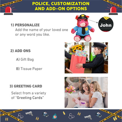 SUPER-SOFT PLUSH - PINK TIE-DYE PIG 9" WITH POLICE DRESS UP