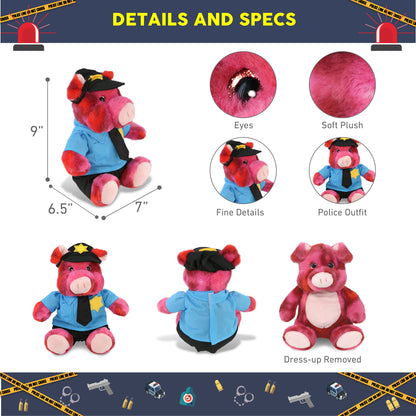 SUPER-SOFT PLUSH - PINK TIE-DYE PIG 9" WITH POLICE DRESS UP