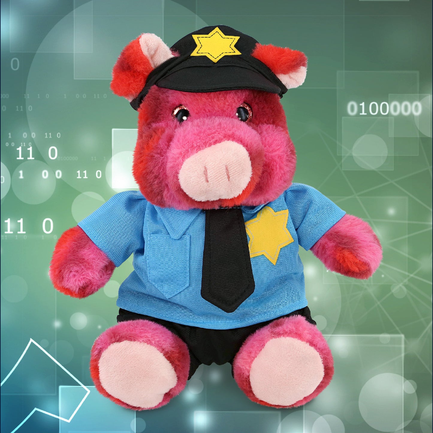 SUPER-SOFT PLUSH - PINK TIE-DYE PIG 9" WITH POLICE DRESS UP