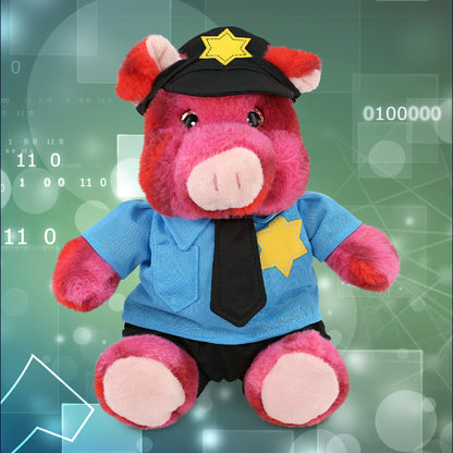 SUPER-SOFT PLUSH - PINK TIE-DYE PIG 9" WITH POLICE DRESS UP
