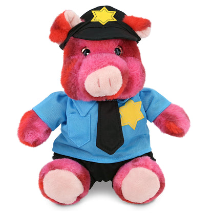 SUPER-SOFT PLUSH - PINK TIE-DYE PIG 9" WITH POLICE DRESS UP