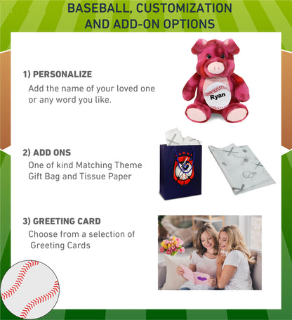 SUPER-SOFT PLUSH - PINK TIE-DYE PIG 9" WITH BASEBALL PLUSH