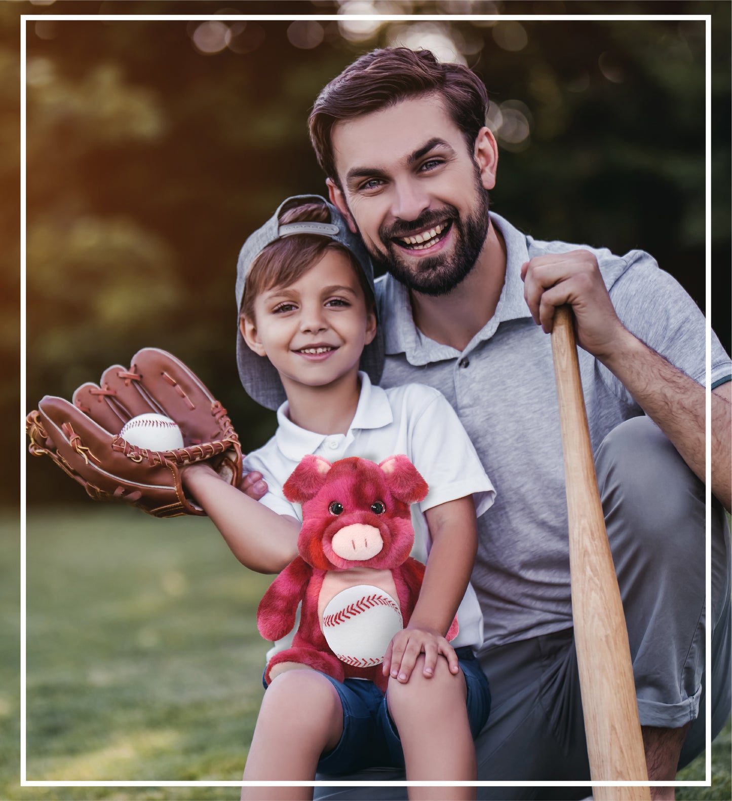 SUPER-SOFT PLUSH - PINK TIE-DYE PIG 9" WITH BASEBALL PLUSH