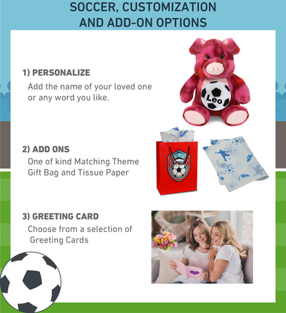 SUPER-SOFT PLUSH - PINK TIE-DYE PIG 9" WITH SOCCER PLUSH