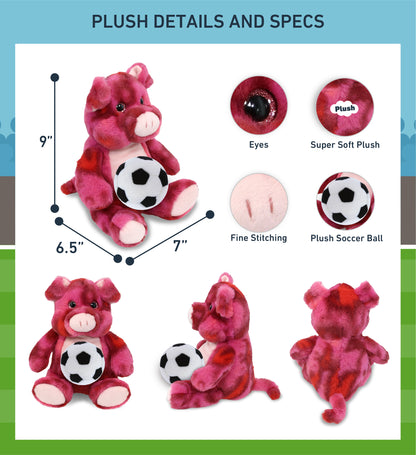 SUPER-SOFT PLUSH - PINK TIE-DYE PIG 9" WITH SOCCER PLUSH
