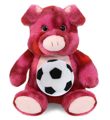 SUPER-SOFT PLUSH - PINK TIE-DYE PIG 9" WITH SOCCER PLUSH