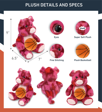 SUPER-SOFT PLUSH - PINK TIE-DYE PIG 9" WITH BASKETBALL PLUSH