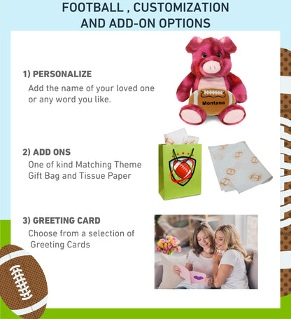 SUPER-SOFT PLUSH - PINK TIE-DYE PIG 9" WITH FOOTBALL PLUSH