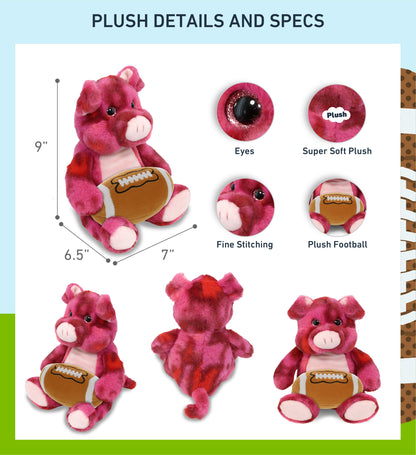 SUPER-SOFT PLUSH - PINK TIE-DYE PIG 9" WITH FOOTBALL PLUSH