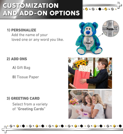 SUPER-SOFT PLUSH - BLUE TIE-DYE BEAR 9" WITH CROSS PLUSH