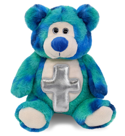 SUPER-SOFT PLUSH - BLUE TIE-DYE BEAR 9" WITH CROSS PLUSH